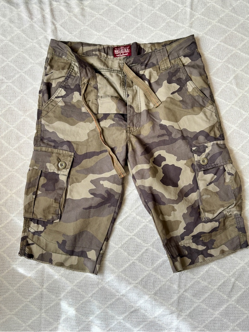 Unisex Army Camo Cargo Shorts - Olive Green